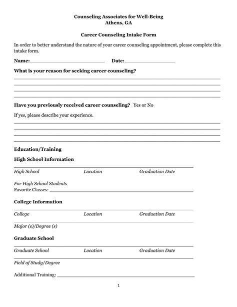 Free Counseling Intake Forms Conclusion