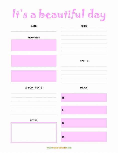 free day planner template word download