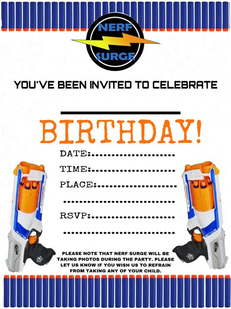 Free download Nerf party invitation template 7