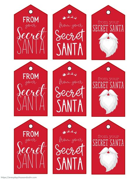 Free downloadable Secret Santa gift tags