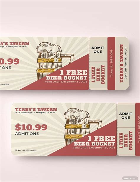 Free drink ticket template design