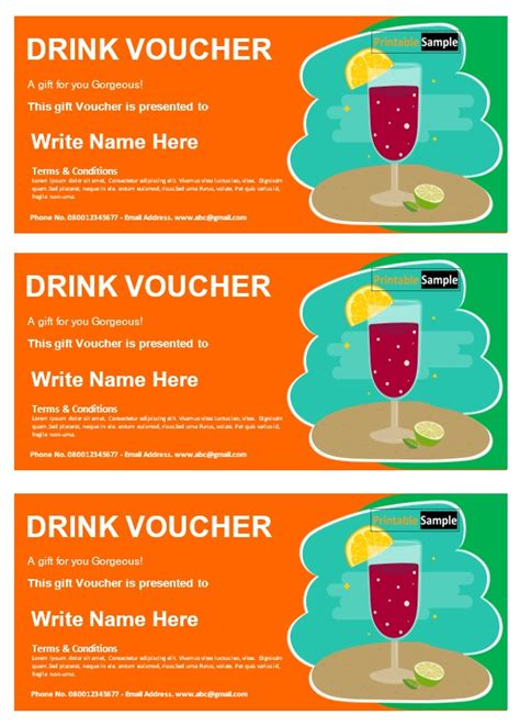 Free Drink Voucher Template Bar