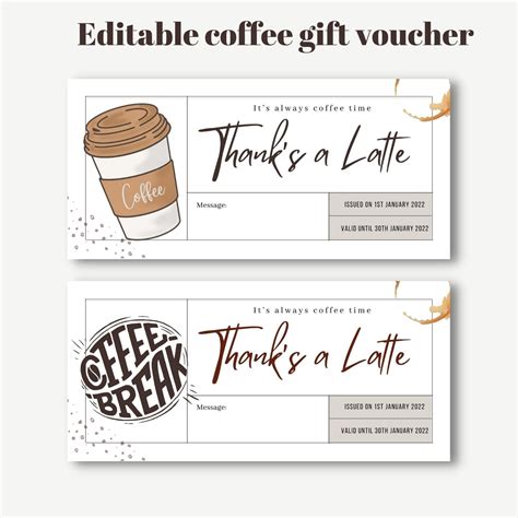 Free Drink Voucher Template Coffee Shop