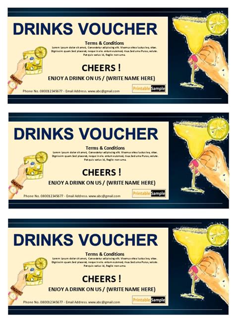 Free Drink Voucher Template Design