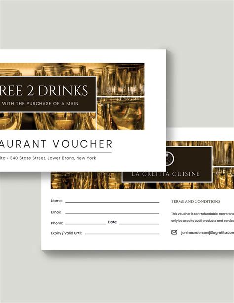 Free Drink Voucher Template Restaurant