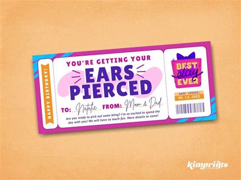 Free Ear Piercing Gift Certificate 2