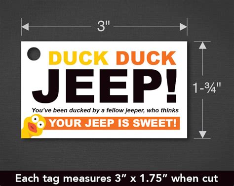 Free Editable Duck Duck Jeep Tags