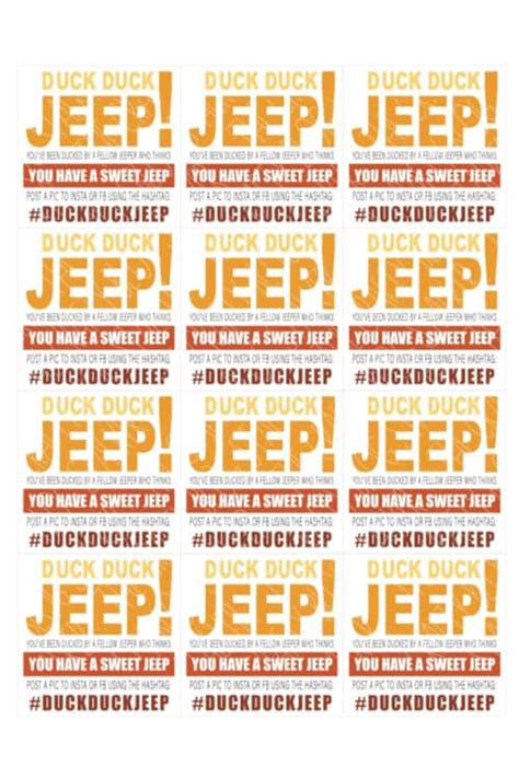 Free Editable Duck Duck Jeep Tags Designs