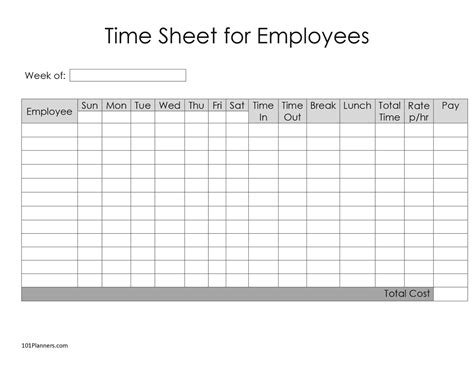 Free Employee Timesheet Template