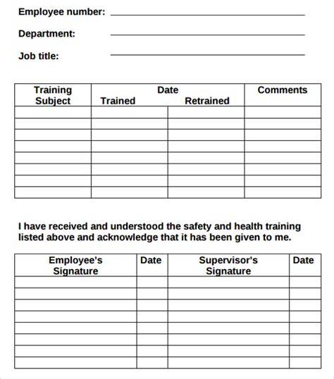 Free Employee Training Log Template in PDF