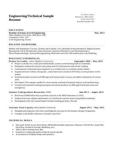 Free engineering resume templates download