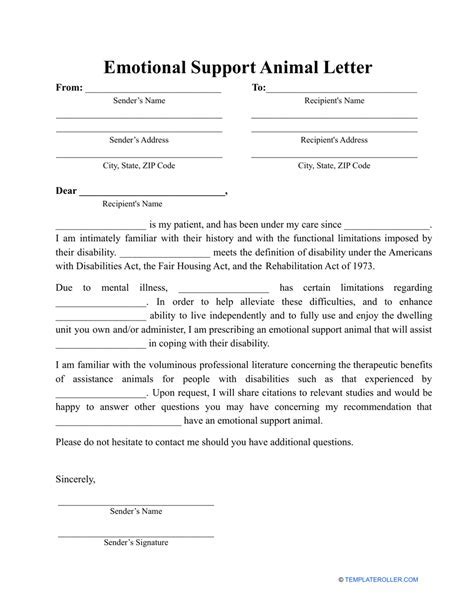 Free ESA Letter Template Download