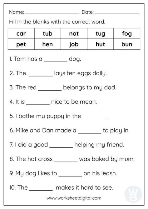 Free Fill In The Blank Worksheet Templates For Conversation