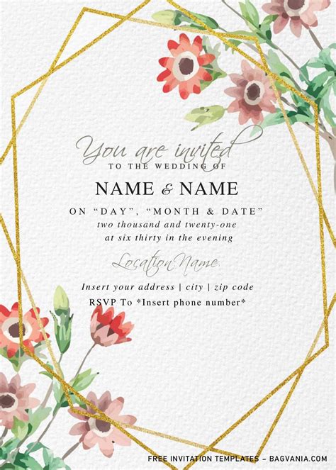 Free floral wedding invitations