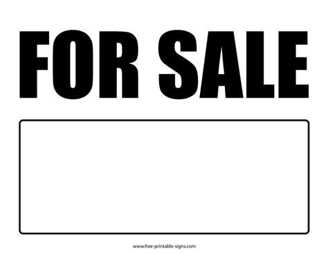 Free For Sale Sign Template