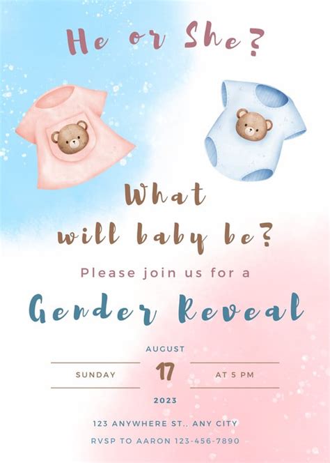 Free Gender Reveal Invitation Template