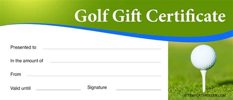 Free printable golf gift certificate templates