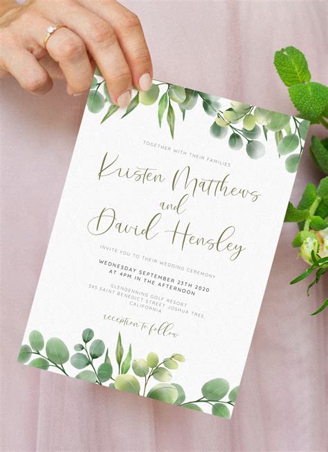 Free Greenery Invitation Templates