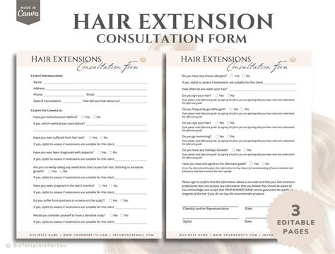 Free Hair Extension Consultation Form Template