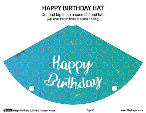 Free happy birthday hat printables