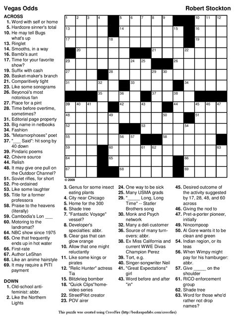 Free Hard Crossword Puzzle