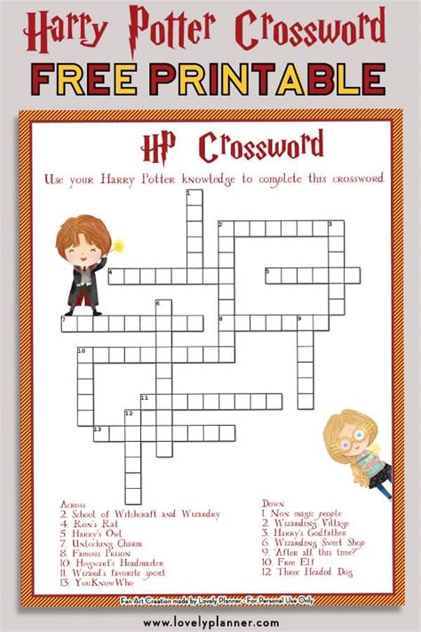 Free Harry Potter Crossword Puzzles