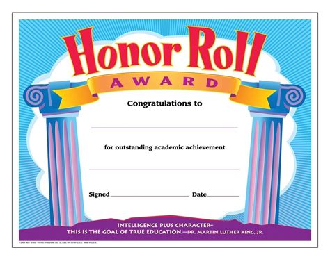 Free Honor Roll Certificate Template