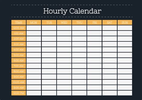 Free Hourly Calendar Template Download