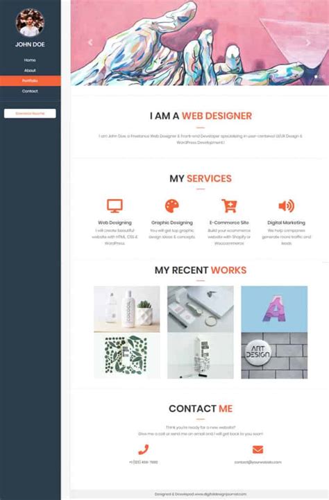 Example of a Free HTML5 Portfolio Template with a Clean and Minimalist Design