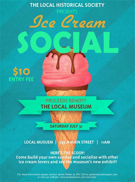 Free Ice Cream Party Flyer Template