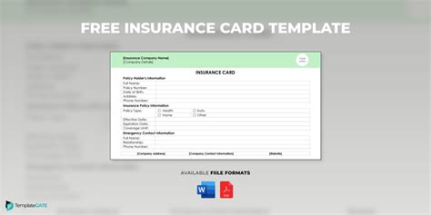 Free Printable Insurance Card Template