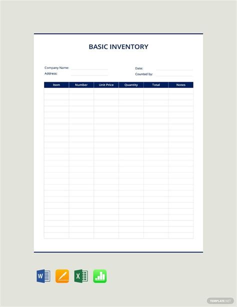 Free inventory template example 3