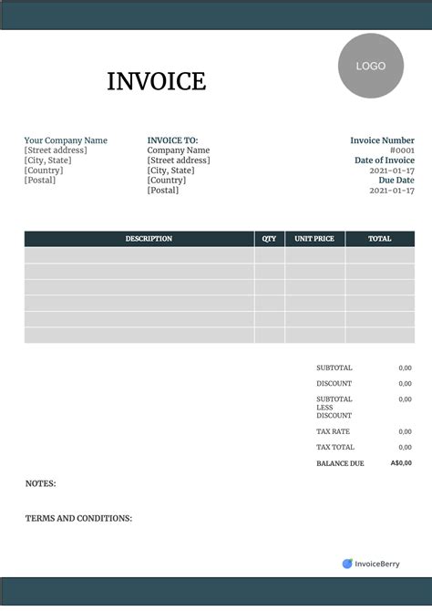 Free Invoice Template for Consulting Services