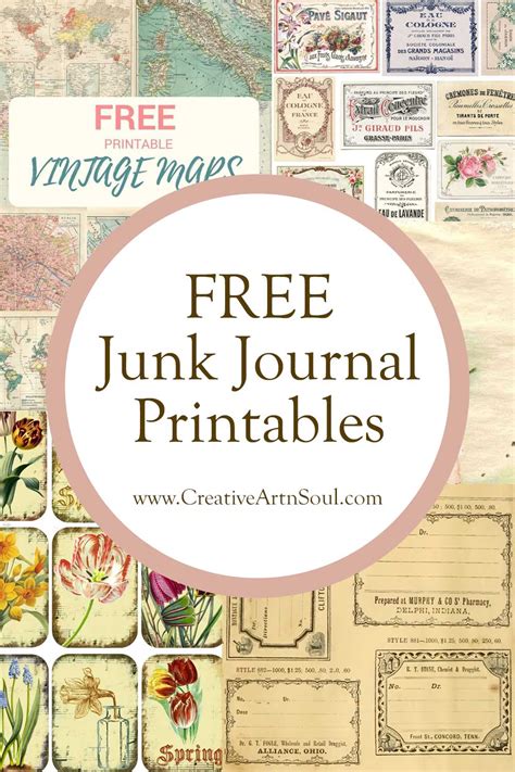 A sample of free junk journal printables