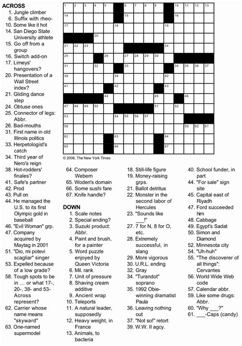 LA Times Printable Crossword Puzzles