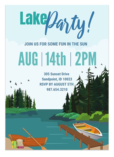 Top 5 Free Lake Party Invitation Templates