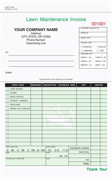 Free Lawn Maintenance Invoice Template