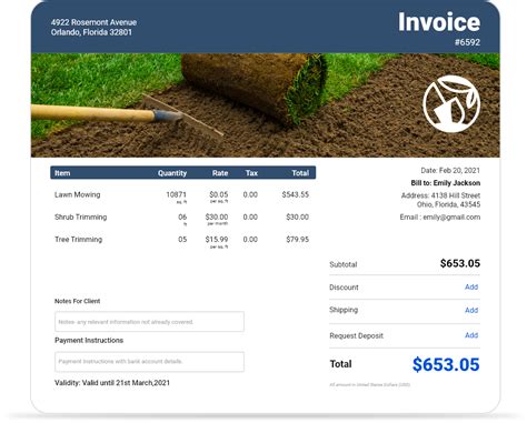 free lawn mowing service bill template 3