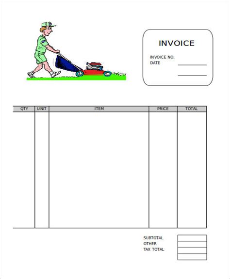 free lawn mowing service bill template