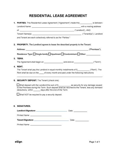 Free Lease Agreement Form