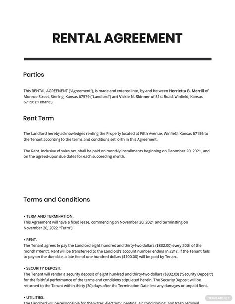 Free Lease Agreement Template for Google Docs