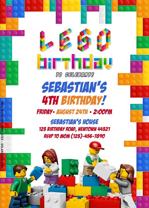 Free LEGO invitation templates in various designs and themes for kids' parties