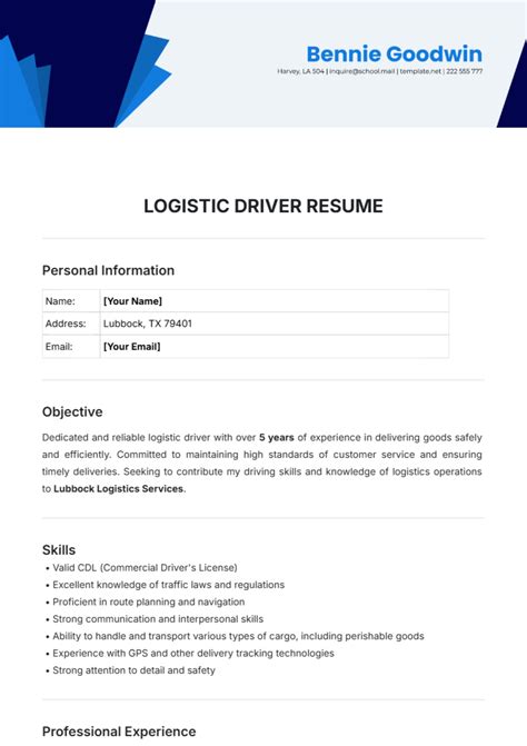 Free Logistics Resume Templates