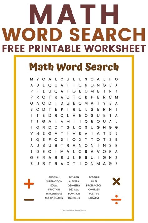 Free Math Word Search Printables for Kids