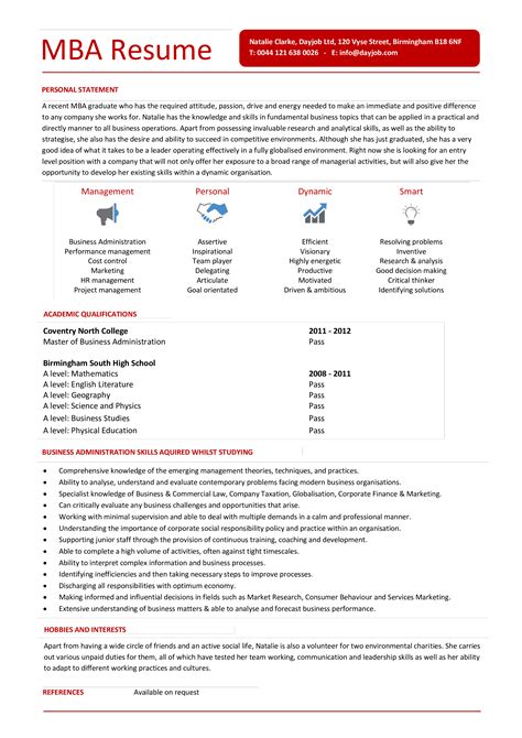 Free MBA Resume Template Download