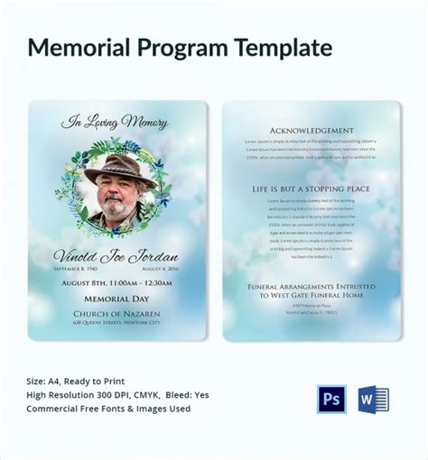 Free Memorial Service Program Template