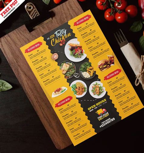 Free Menu Template PSD Download