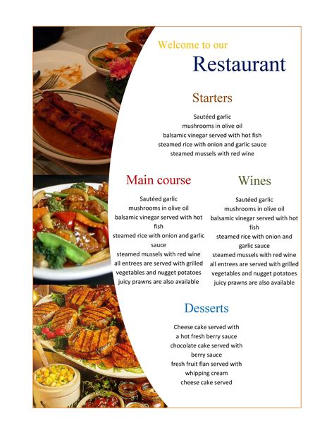 Free Menu Templates