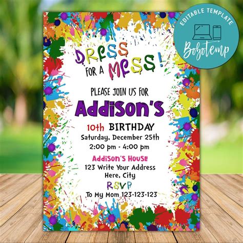 Free Messy Party Invitation Templates