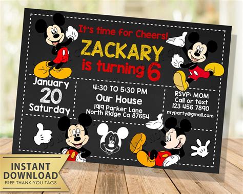 Free Mickey Mouse Invitation Template Download